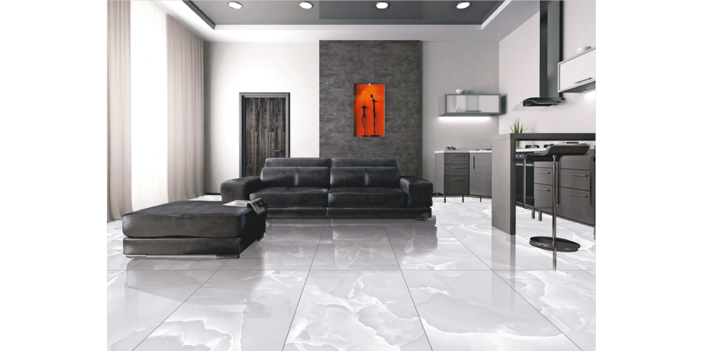 MAIMOON CERAMIC - Glossy Crystel Onyx Grey 120х60